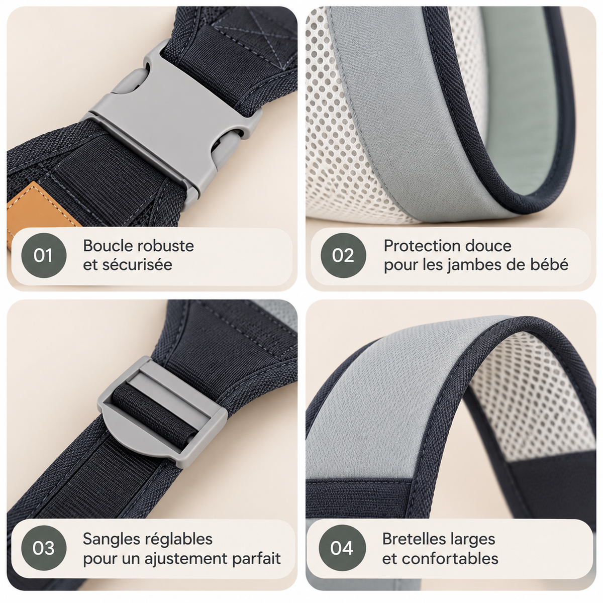 Porte-Bébé Ergonomique & Respirant