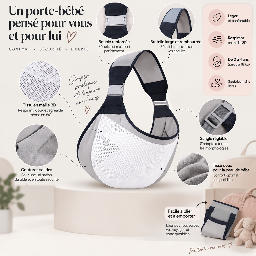 Porte-Bébé Ergonomique & Respirant